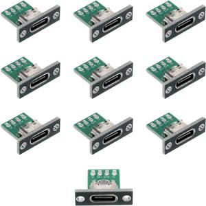 10개 USB C 패널 마운트 커넥터 DIY 타입 C 암 소켓 커넥터 패널 마운트 타입 PC 보드 포함 24핀 USB 2.0 핀아웃