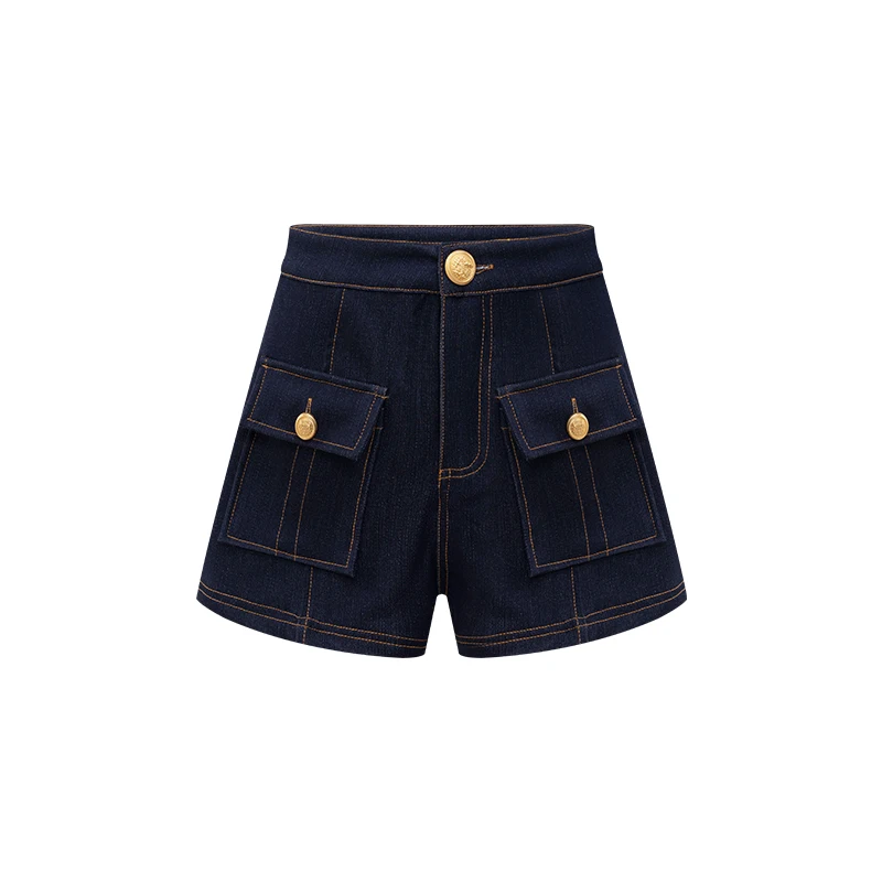 Y2k 아메리칸 다크 블루 하이웨이스트 데님 반바지 여성용 2026 봄 여름 신상 패션 힙합 고딕 캐주얼 슬림 반바지