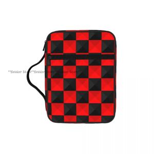 기도서 보관 핸드백 보호용 성경 커버 레드 블랙 플래드 프린트 교회 기도 가방 지퍼 북 케이스