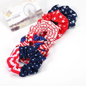 미국 국기 여성용 헤어 스 크런치, 레드 화이트 블루 애국적인 미국 국기 고무줄 헤어 타이 헤어 액세서리