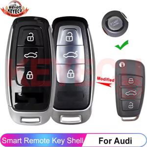 KEYECU 3 버튼 업그레이드 된 수정 된 스마트 원격 키 쉘 케이스 Fob For Audi A1 A3 A4 A6 A8 Q2 Q3 Q5 Q7 R3 RS3 RS5 S1 TT