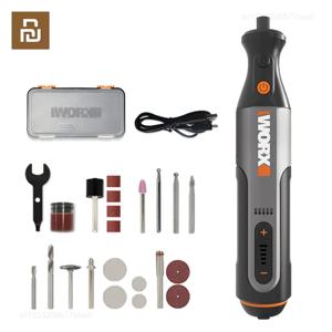 Worx 8V 로타리 도구 WX106 무선 미니 드릴 조각 연삭 연마 기계 USB 충전기 가변 속도 전동 공구 세트