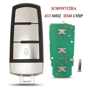징위친 3C 0959752 VW VolksWagen Passat B6 3C B7 Magotan CC 하프 스마트 3 버튼 433MHZ ID48 칩용 BA 원격 자동차 키