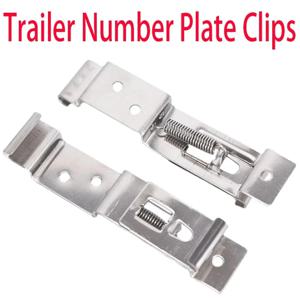 2개입 직사각형 자동차 번호판 스프링 장착 스테인리스 스틸 브래킷 자동차 프레임 홀더 클램프 트레일러 번호판 클립