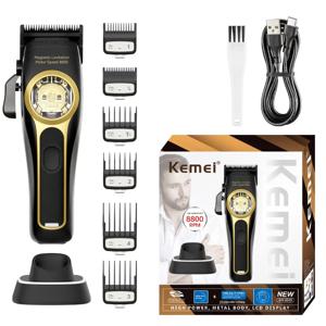 Kemei 전문 헤어 클리퍼 자기 부상 모터 8800 Rpm 충전베이스 헤어 클리퍼 남성용 헤어 클리퍼 KM-2373