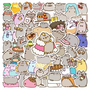 재미있는 만화 회색 뚱뚱한 고양이 스티커, 귀여운 동물 데칼, 어린이 장난감 문구, 여행 가방, 전화 그래피티 스티커 팩, 10 개, 30 개, 50 개