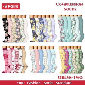 56 가지 스타일 6 쌍의 양말 압축 양말 야외 스포츠 승마 스타킹 간호사 송아지 압력 양말 부은 정맥류