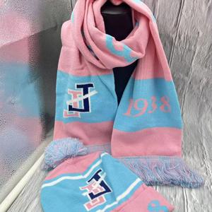 잭앤질 라이트 블루 라이트 핑크 여학생 클럽 편지 1938 니트 스카프 모자 세트