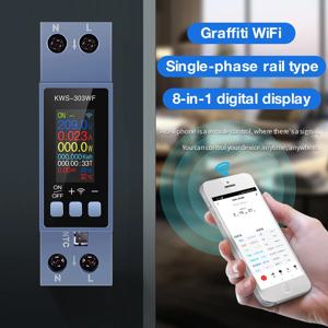 Tuya 8 in1 KWS-303 전력계 스마트 스위치 에너지 미터 APP 제어 85-290V//40A 전압 및 전류 측정기 전기 측정기