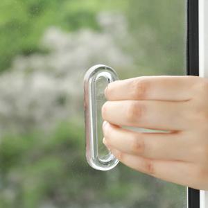 4PCS 투명 플라스틱 부드러운 PU 도어 핸들 주방 캐비닛 유리 슬라이딩 도어 서랍 핸들 자체 접착 슬라이딩 도어 핸들