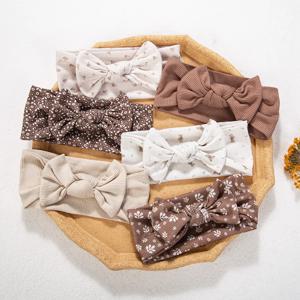3 개/대 Ins 크림 미니 꽃 프린트 아기 소녀를위한 머리띠 Topknotted Headwraps Kid Korean Soft Ribbed Elastic Hairbands