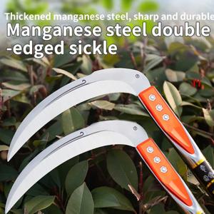 수동 잔디 낫 - 도로용 균열 제거 도구, 잔디 절단 및 정원 가꾸기용 긴 손잡이 농업용 낫