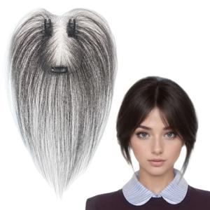 초박형 투명 레이스 헤어피스 7x11cm 클립형 3D 볼륨 앞머리 자연스러운 여성용 부분 가발 (탈모/숱 적은 여성용)