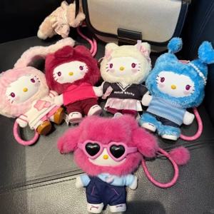 정품 헬로 키티 팝 스타 벨벳 펜던트 시리즈 비닐 인형 블라인드 박스 트렌디 카와이 서프라이즈 선물 러블리 트렌디 블라인드 박스 완구