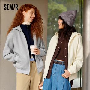 세미르 자켓 여성용 플리스 드롭 숄더 루즈 레이지 스웨트셔츠 화이트 겨울 2025 신상 미니멀리스트 후드 여성 의류