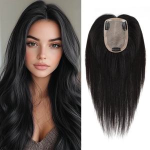 수제 실크 베이스 레이스 가발 100% 인모 자연스러운 두피 탑 베이스 클립형 원피스 헤어 익스텐션 탑 가발 여성용