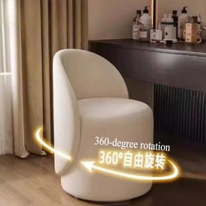 침실 화장대 의자 고급 메이크업 의자 가정용 크림 스타일 소녀 침실 화장대 높은 등받이 의자 매니큐어 원형 스툴