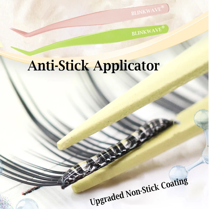 끈적임 방지 애플리케이터 접착제 없음 속눈썹 붙지 않는 코팅 스테인레스 스틸 핀셋 접착제가 없는 속눈썹 초보자 친화적인 도구