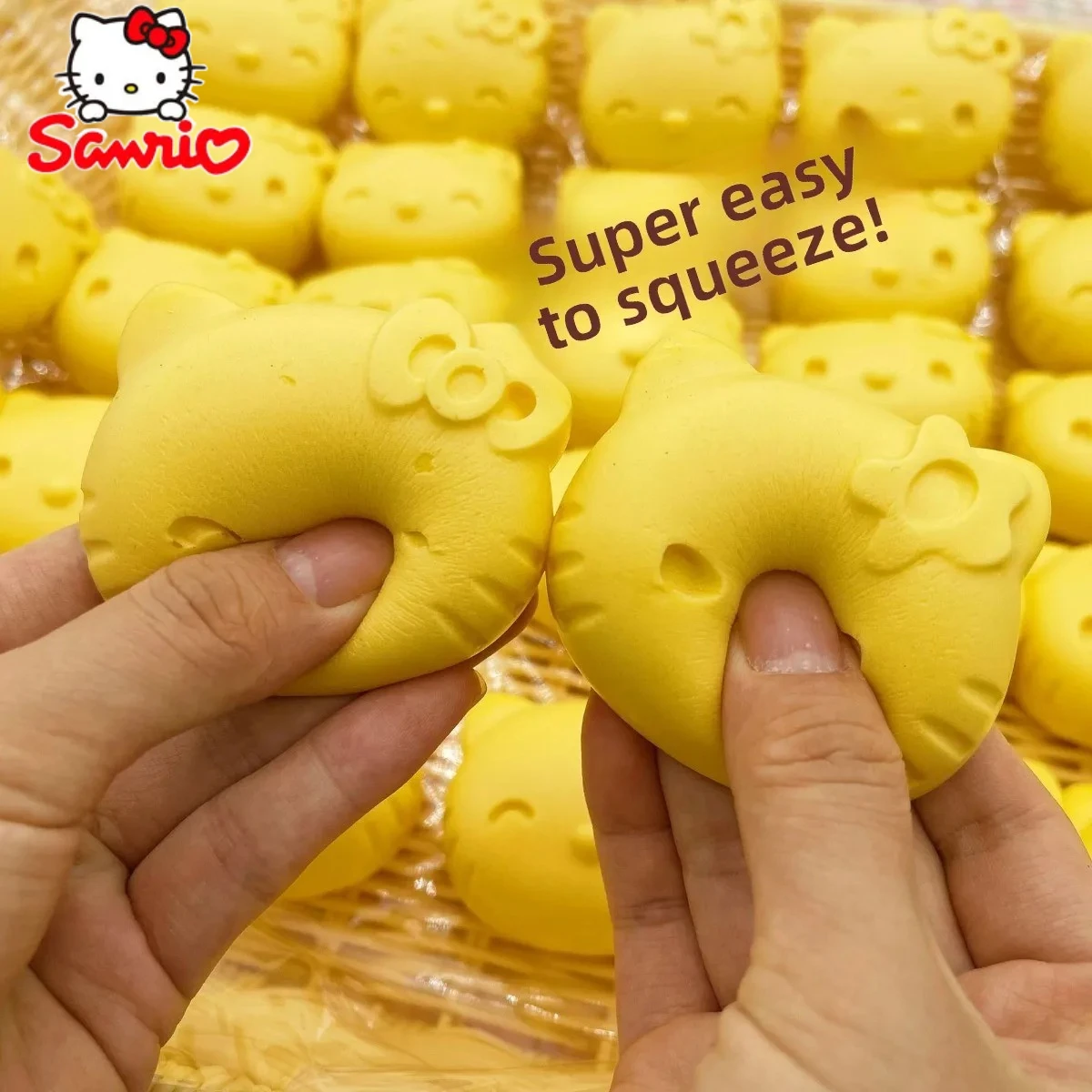 새로운 헬로키티 작은 노란색 KT 귀여운 부드러운 슬로우 리바운드 스트레스 해소 장난감 어린이 남아 여아 핀칭 장난감 스퀴즈 토이