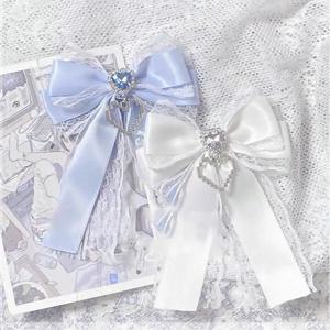 이타백용 DIY 리본 보우노트 키트 달콤한 리본 레이스 보우 하트 다이아몬드 클립 걸리 로리타 백팩 장식 가방 액세서리