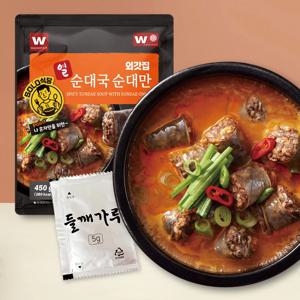 솔로식당 열 순대국 순대만 450g X 3팩 (들깨가루 3봉 증정)