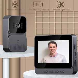 실시간 실내 모니터링을 위한 4.3인치 화면을 갖춘 스마트 무선 비디오 초인종 앱이나 인터넷 연결이 필요하지 않음