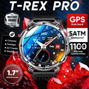 2026년 신제품 T-Rex3 Pro 1100mAh 배터리 스마트 워치 GPS 경로 5ATM 방수 스포츠 런 트래커 아웃도어 나침반 군용 스마트워치