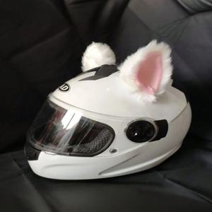 2팩 인조 모피 고양이 귀 헬멧 액세서리, 탈부착 가능한 플러시 키티 귀, 오토바이/전기 자전거/스키 헬멧에 적합, 귀여운 장식