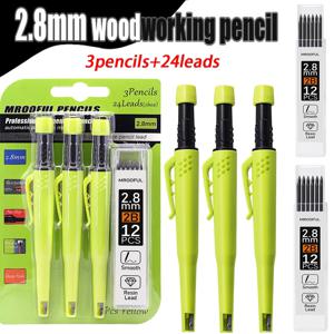 전문 목수용 연필 카드 세트, 깊은 구멍 표시 및 그리기, 2.8mm 2박스 리드 포함, 목수 엔지니어링용