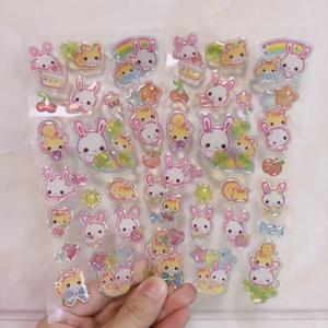 만화 일본 스타일 헤이세이 토끼 레트로 시리즈 한정판 핑크 블루 토끼 스티커 손거울 및 스크랩북 장식 장난감