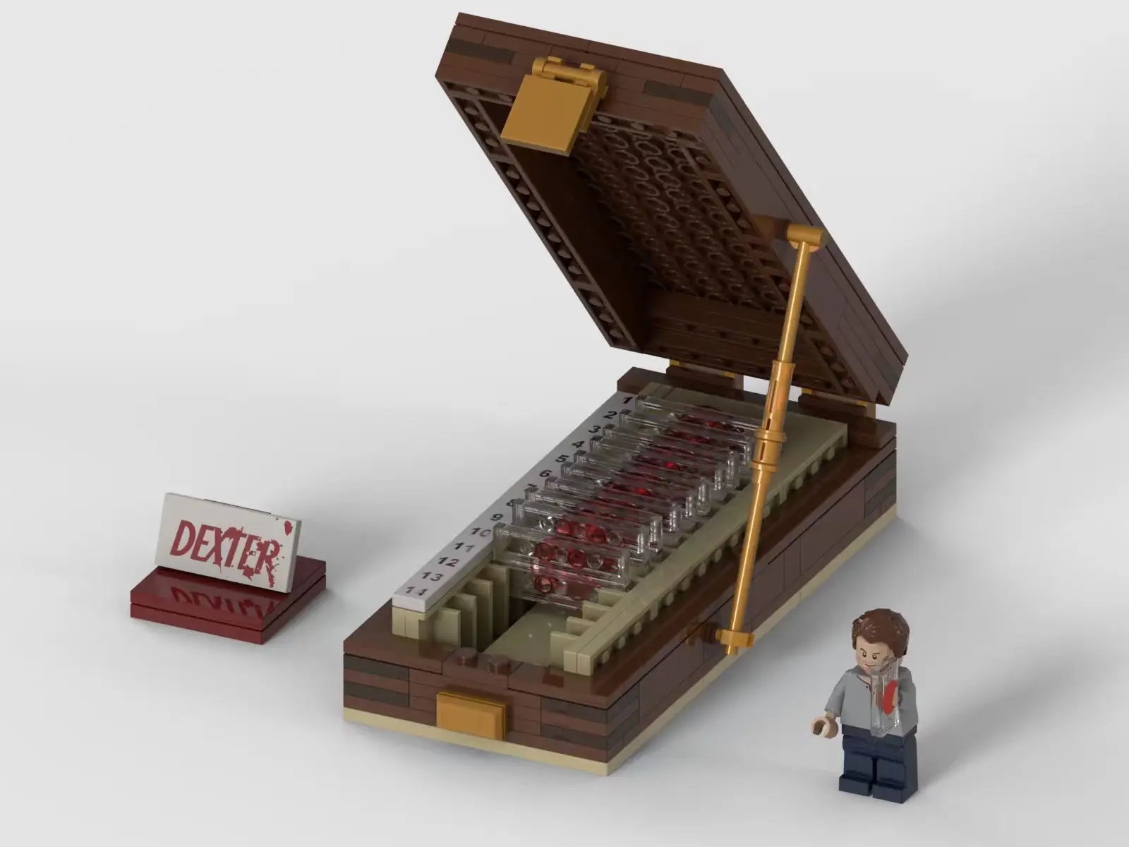 MOC 194pcs 덱스터 모건의 트로피 상자 및 완벽한 생일 파티 선물 DIY 빌딩 블록 어린이 크리스마스 선물 장난감