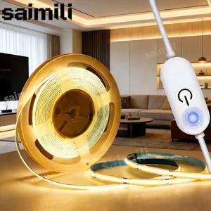 1-5M USB 전원 COB LED 스트립 라이트 터치 스위치 실내 조명용 디밍 가능 거실 침실 옷장 TV 배경 주방