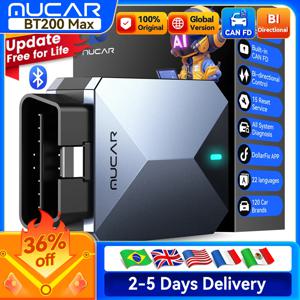 MUCAR BT200 MAX 자동 OBD2 스캐너 ELM327 CANFD 양방향 도구 15가지 리셋 전체 시스템 진단 코드 리더 평생 무료 업데이트