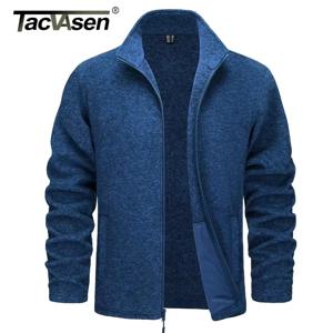 TACVASEN-경량 풀 지퍼 플리스 재킷, 남성용 봄 캐주얼 재킷, 아웃도어 스포츠 웨어, 포켓 스탠드 칼라 아웃웨어 탑스