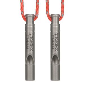 TOMSHOO 티타늄 비상 호루라기 코드 포함, 야외 생존 호루라기, 캠핑 하이킹 탐험