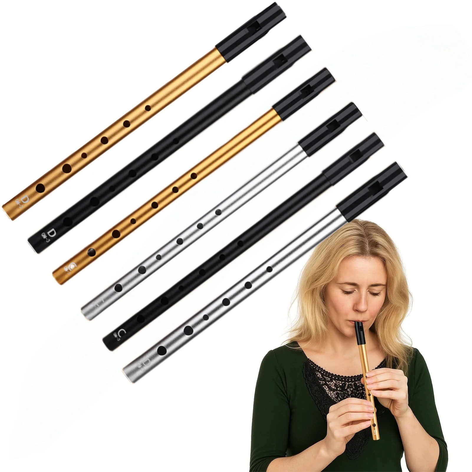 미웨이어 정통 아일랜드 휘슬 6홀 플루트 C/D 키 포크 사운드 내구성 및 경량 야외 연주용 초보자도 쉽게 연주 가능