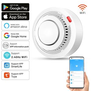 Tuya 스마트 WiFi 연기 감지기 화재 예방 연기 감지기 85dB 사운드 보안 시스템 소방관 Smartlife APP 제어