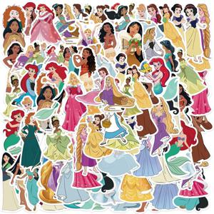 50/100PCS 디즈니 귀여운 만화 공주 스티커 DIY 일기 노트북 수하물 스케이트 보드 낙서 데칼 클래식 장난감