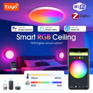 Tuya Wifi/Zigbee 천장 조명 RGBCW Led 천장 조명 거실 홈 인테리어 스마트 라이프 APP 용 스마트 램프 Alexa Google 홈