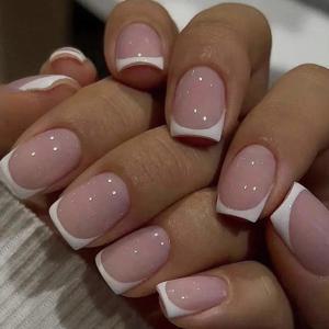 프랑스 스타일 가짜 손톱, 내추럴 누드 화이트 팁, 광택 프레스 손톱, 네일 아트 매니큐어 세트, 뷰티 다양한 스타일 선택