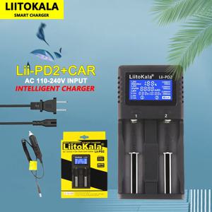 LiitoKala Lii-PD2 18650 배터리 충전기 3.7V 리튬 이온 18650/18500/16340/26650/21700 /20700/18350/CR123A 1.2V 배터리 + 자동차