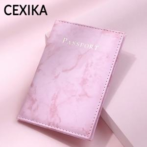 여성 패션 핑크 대리석 패턴 여행 여권 커버 홀더 가방 신용 케이스 얇은 티켓 보호 필수 액세서리