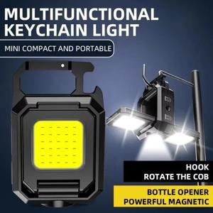 XPE 포켓 작업등 1000LM COB LED 미니 키체인 라이트 USB 충전식 손전등 IPX4 방수 야외 캠핑 하이킹용