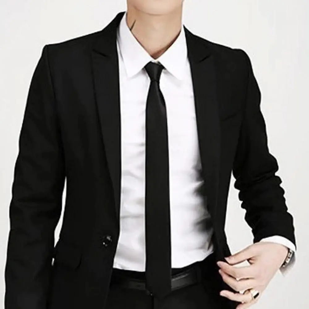 패션 캐주얼 슬림 일반 남성 솔리드 스키니 넥 파티 웨딩 넥타이 실크 넥타이