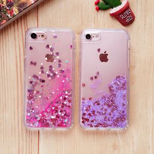 러브 하트 별 반짝이 전화 케이스 iPhone 15 14 13 12 11 Pro Max XS XR SE 2022 7 8 Plus Dynamic Liquid Quicksand Back Cover