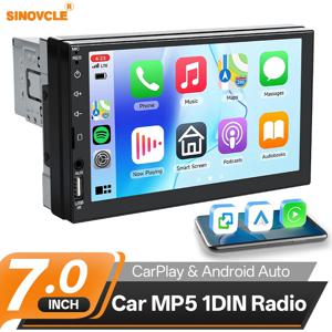 시노브클 자동차 라디오 카플레이 안드로이드 오토 7인치 자동차 멀티미디어 MP5 플레이어 HD 터치스크린 AUX/FM/USB/TF 미러링크 지원 12V