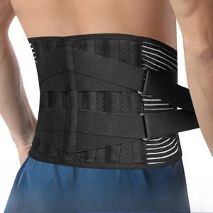 허리 지지대 조절 가능한 허리 벨트 지지대 요추 트레이너 스포츠용 땀 벨트 스프링 6개 강철 플레이트 포함