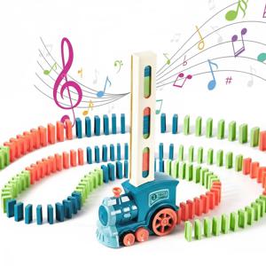 전기 도미노 블록 기차 자동 설치 차량 건설 STEM 장난감 어린이 유아 생일 선물 어린이 소년 소녀