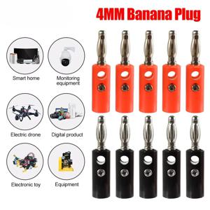 10pcs 바나나 스피커 플러그 실버 4mm 바나나 플러그 커넥터 오디오 비디오 스피커 케이블 어댑터 터미널