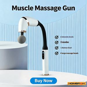 충전식 스마트 마사지건, 전기 핸드헬드 딥티슈 타격식 마사지기 (등 및 전신용), 휴대용 가정용